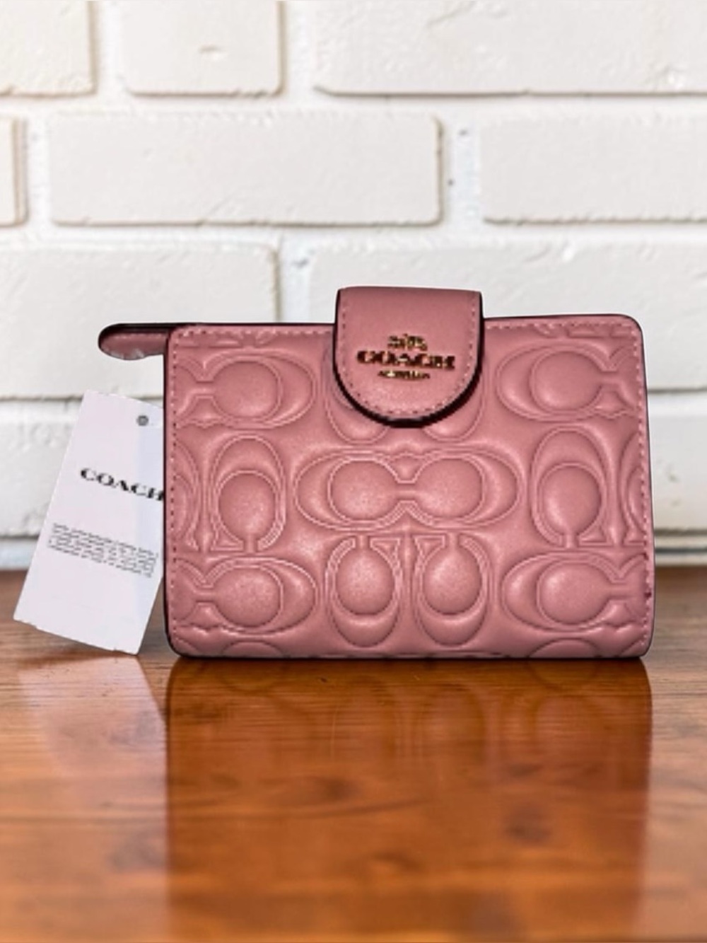 Coach Medium Corner Zip Wallet In Signature Leather in Pink Petal NWT